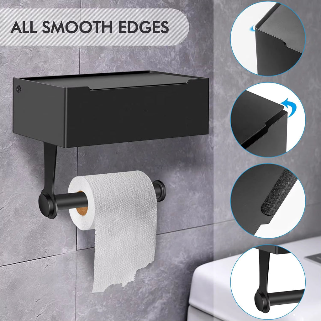Toiletrol houder met extra opbergruimte