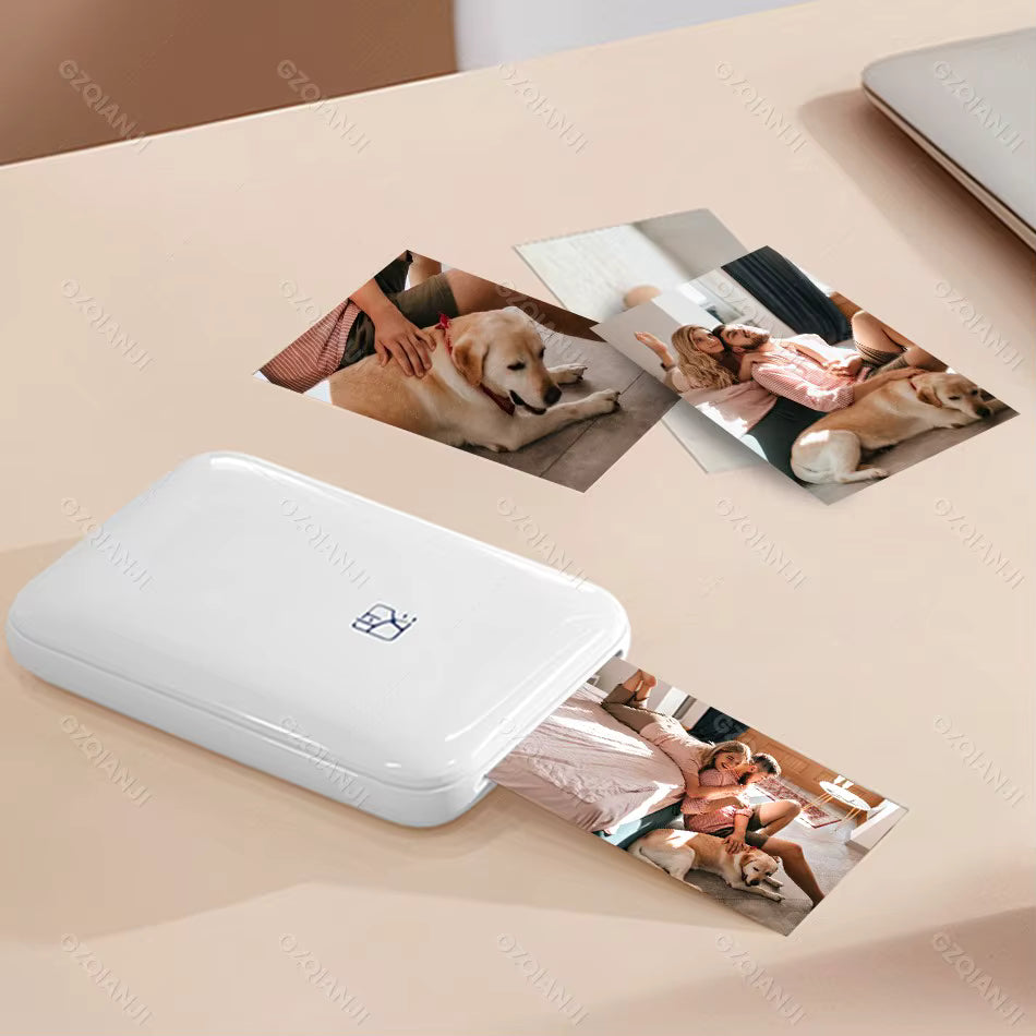Zinziba™ mini kleuren fotoprinter zonder inkt zakformaat met 20 x fotopapier