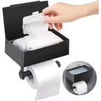 Toiletrol houder met extra opbergruimte