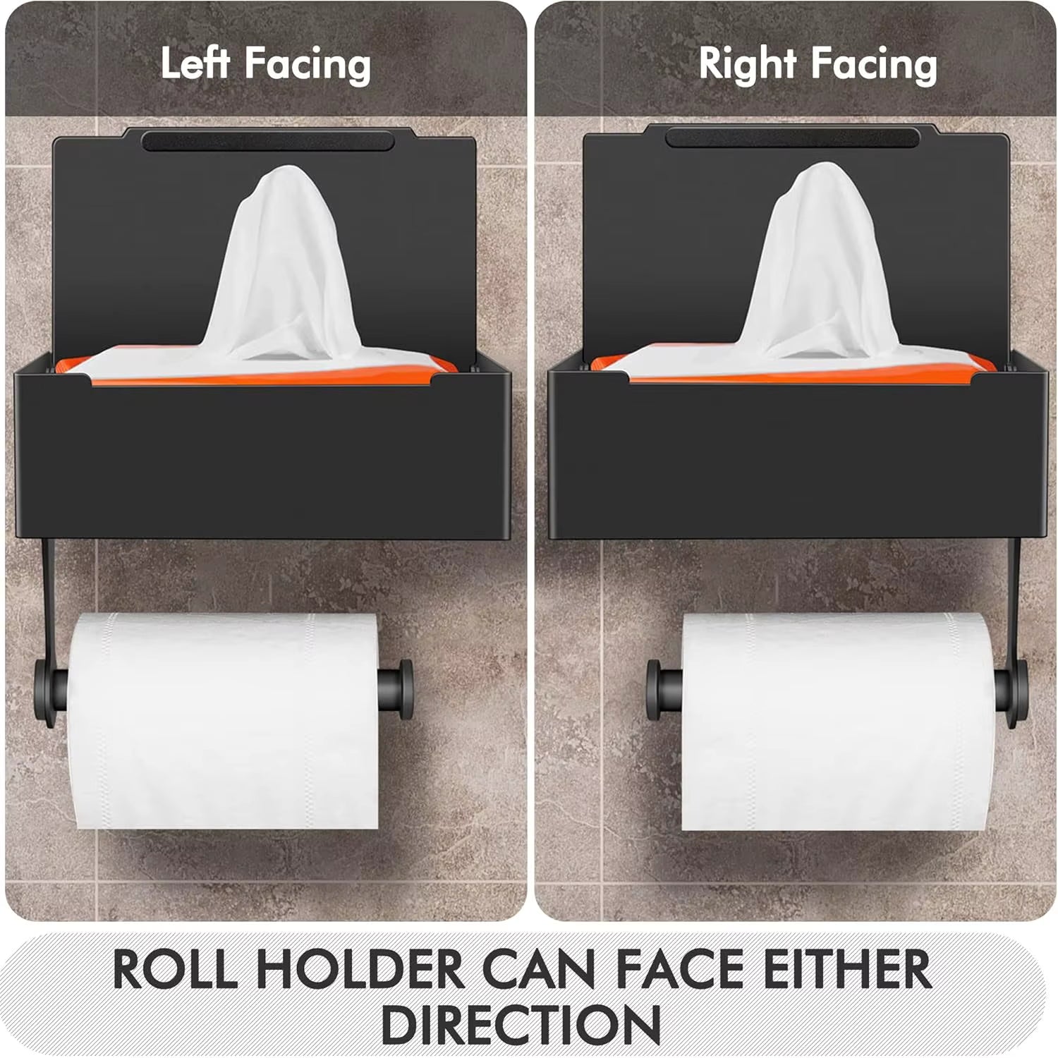 Toiletrol houder met extra opbergruimte